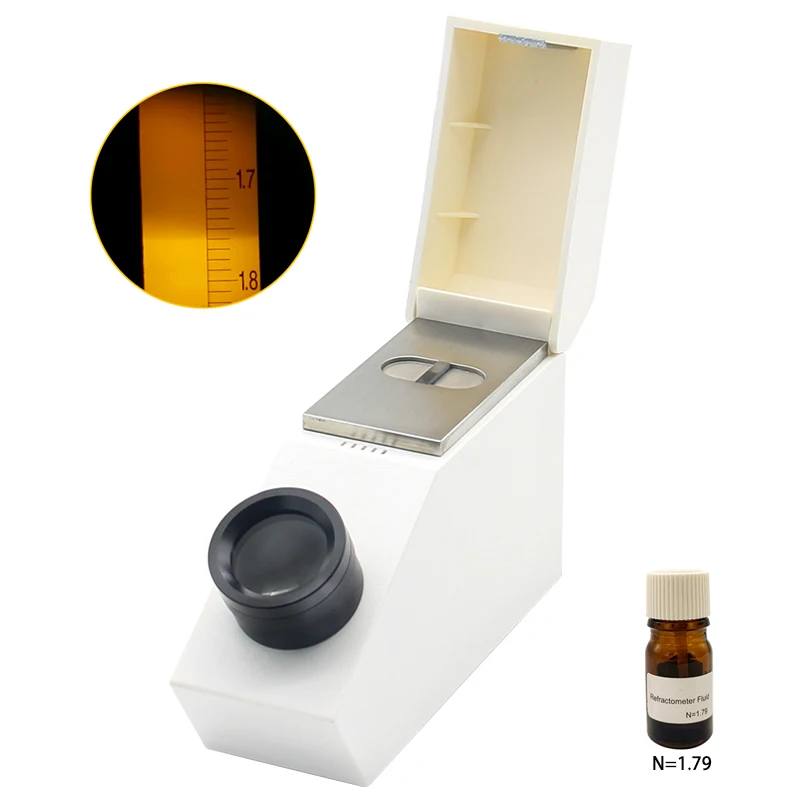 Gem Refractometer with 4X Magnification Eyepiece and Monochromatic Light for Gemstone Testing