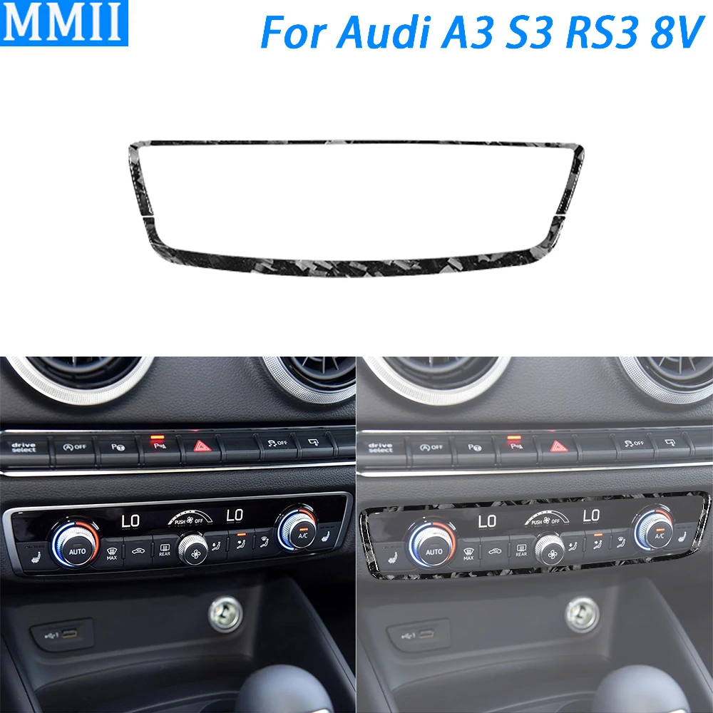 

For Audi A3 S3 RS3 8V 2013-2019 Forged Carbon Fiber Air Conditioning Knob Frame Panel Cover Car Interior Accessories Sticker