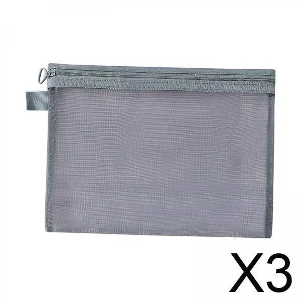 

Portable Transparent Mesh Makeup Bag Zipper Toiletry Pouch Nylon Organizer for Daily Travel Office