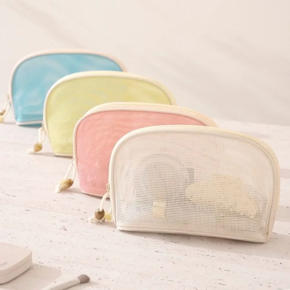 Breathable Mesh Makeup Bag Large Capacity Transparent Lipstick Bag Lightweight Hand-Held Travel Toiletry Bag Toiletries Storage