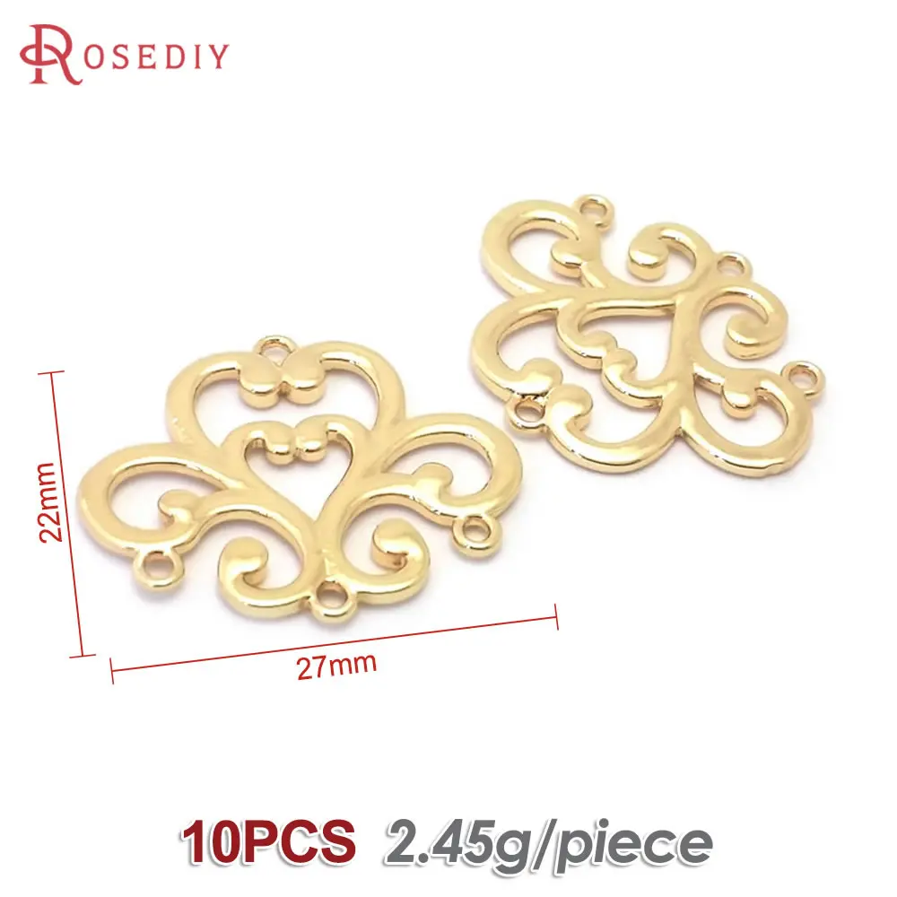 10PCS 18K Gold Color Flower Connect Charms Pendants High Quality Earrings Diy Jewelry Accessories Rosediy official-website