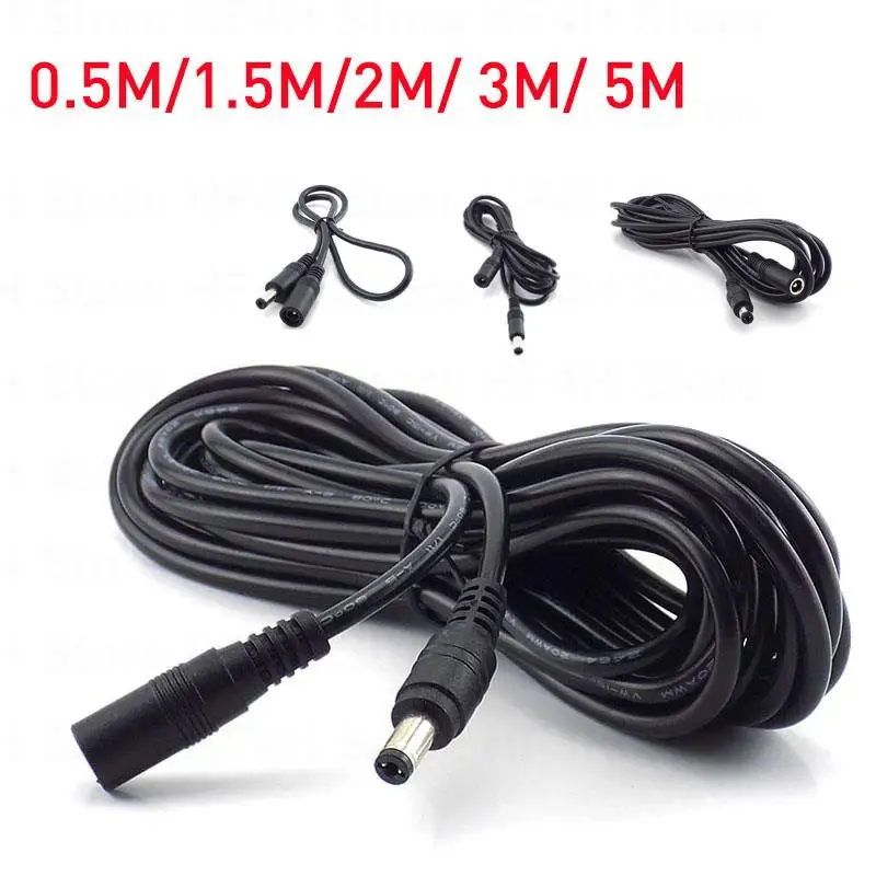 0.5m 2m 5m 12v DC female Male extension external Plug Power connector cable Jack Adapter line for led strip light 5.5x 2.1mm B4