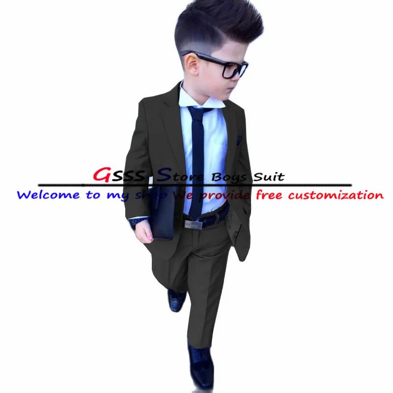 Boys Suit Formal Business Blazer Pants 2 Piece Party Wedding Tuxedo Lapel Kids Jacket Set 3-16 Years Old Custom