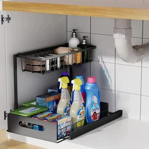 Under the sink 2 layers sliding cabinet basket organizer drawer pull out filly Multi-Purpose Cabinet 6 Main Sales Kitchen Cabinet - №4