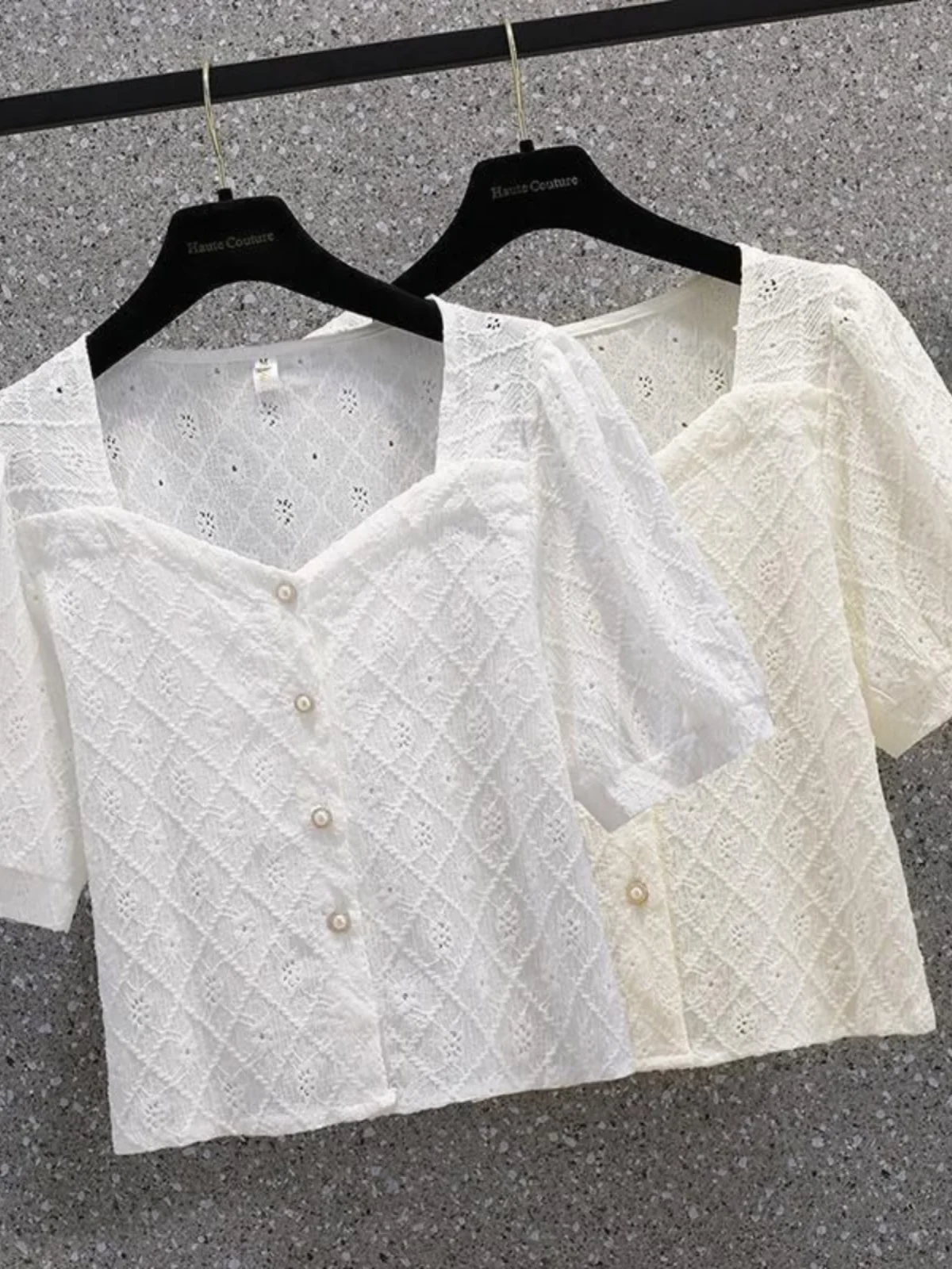 

plus Size Women's Bubble Sve irt Korean Sle Slim Fit Commute Lace Top Summer New Design Sensation Ele Thinming