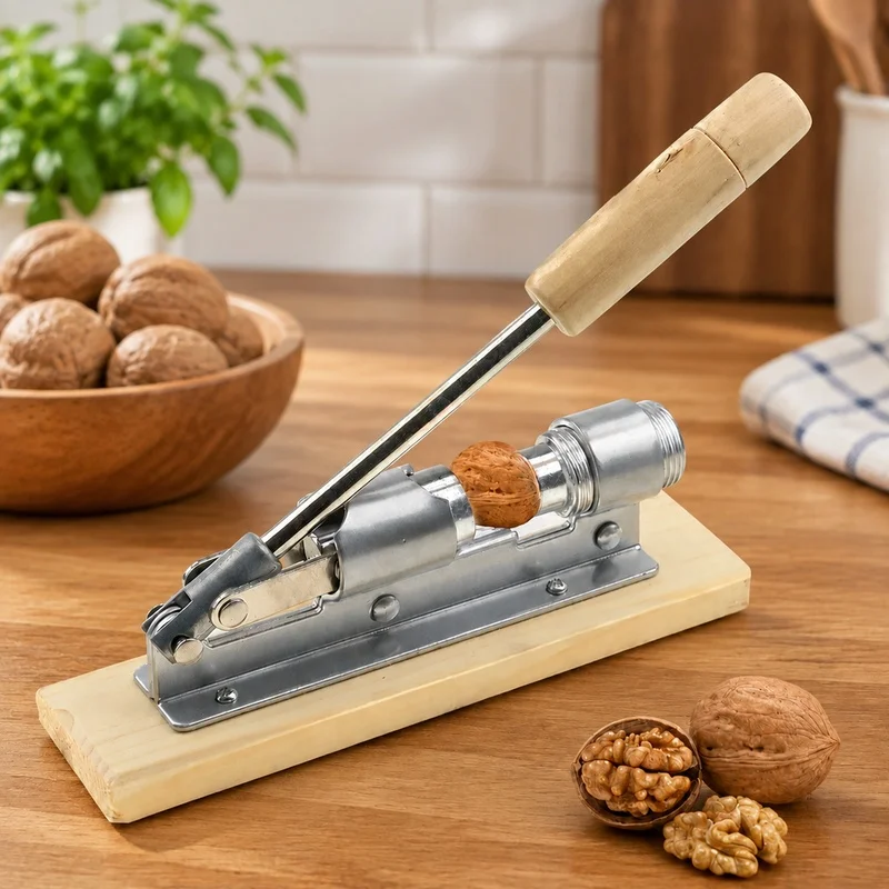 Portable Stainless Steel Nut Cracker for Walnuts, Efficient Manual Fruit and Vegetable Shelling Tool