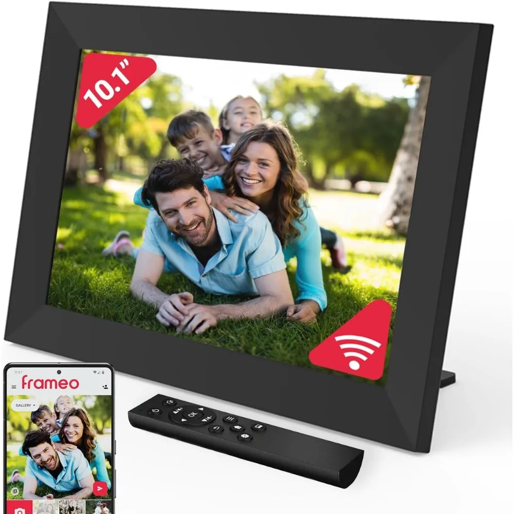 10.1 Inch WiFi Digital Picture Frame 32GB Touchscreen Auto Rotate Motion Sensor Calendar Weather Memory Card Remote