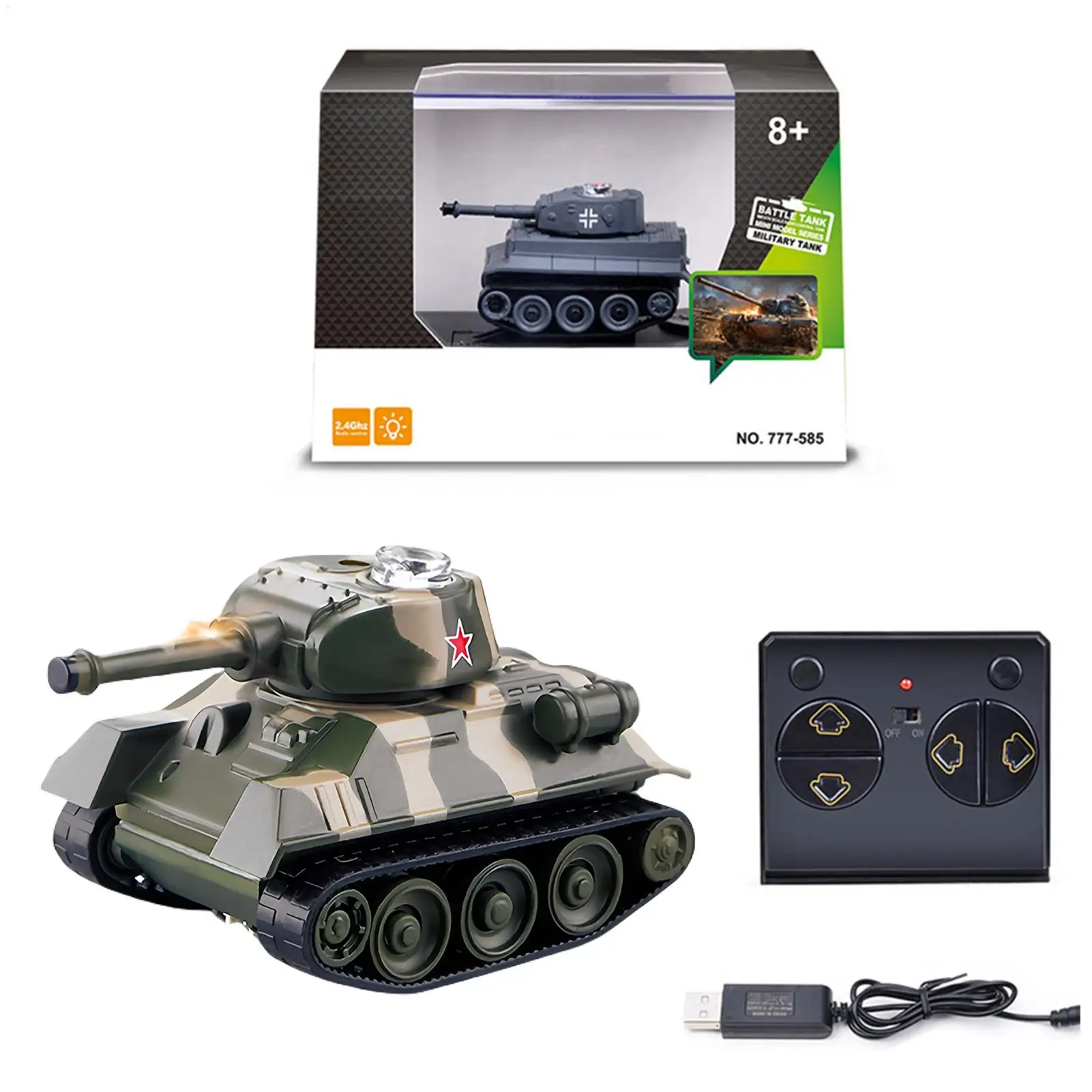 2.4G Simulazione telecomandata Carro armato Mini veicolo interattivo Giocattolo Veicolo telecomandato Modello di veicolo blindato da guerra Giocattolo per bambini