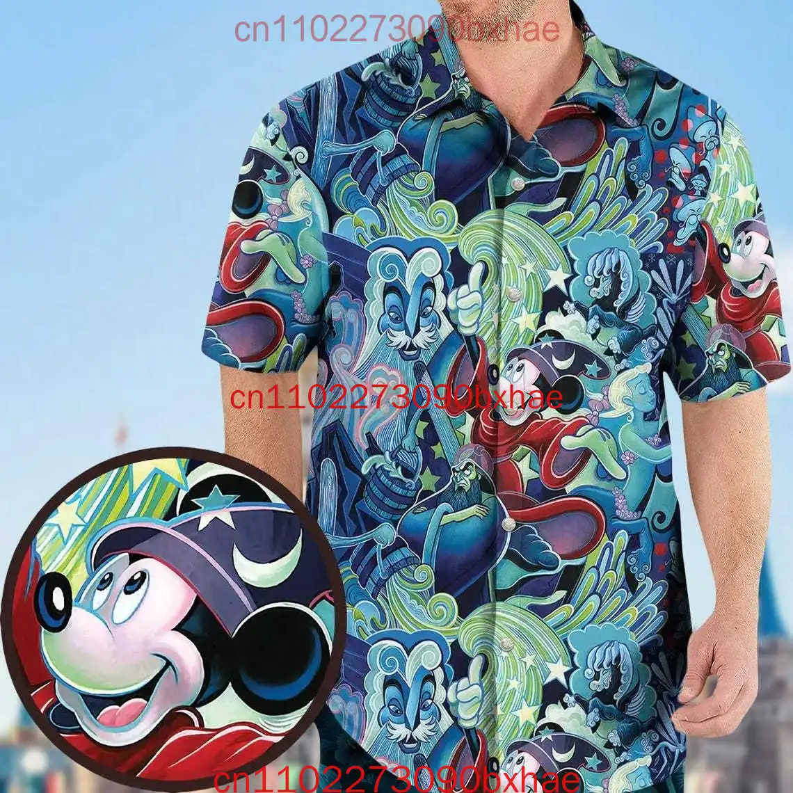 

Mickey Magical Memories Fantasia Hawaiian Shirt Disney Mouse Tropical Hawaii Shirt Cartoon Short Sleeve Button Shirt