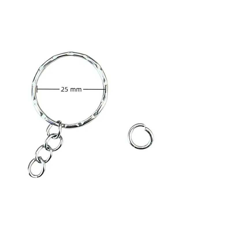50Pcs Metal Blank Split Key Ring Set Smooth Surface Keychain Rings with Jump Rings for DIY Gift Jewelry Making Use
