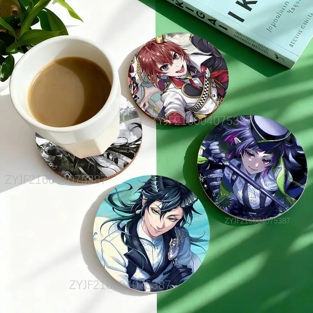 

Cute T-Twist Wonderland Pattern Art Coasters Round Wooden Heat Resistant Non-Slip Home Decor Gift Multifunctional