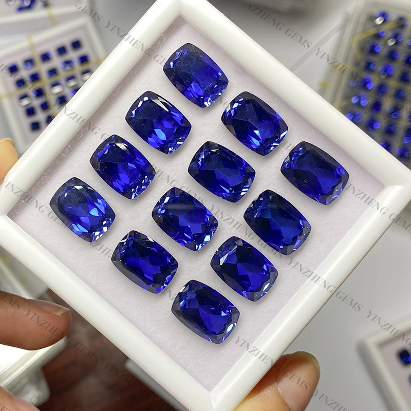 Can issue AGL Certificate Standard cutting 34# corundum cushion shape synthetic gemstone