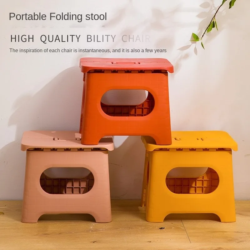 Folding Children's Stool Indoor Portable Kids Plastic Kindergarten Chair Household Non Slip Safe Comfortable Foldable Step Stool