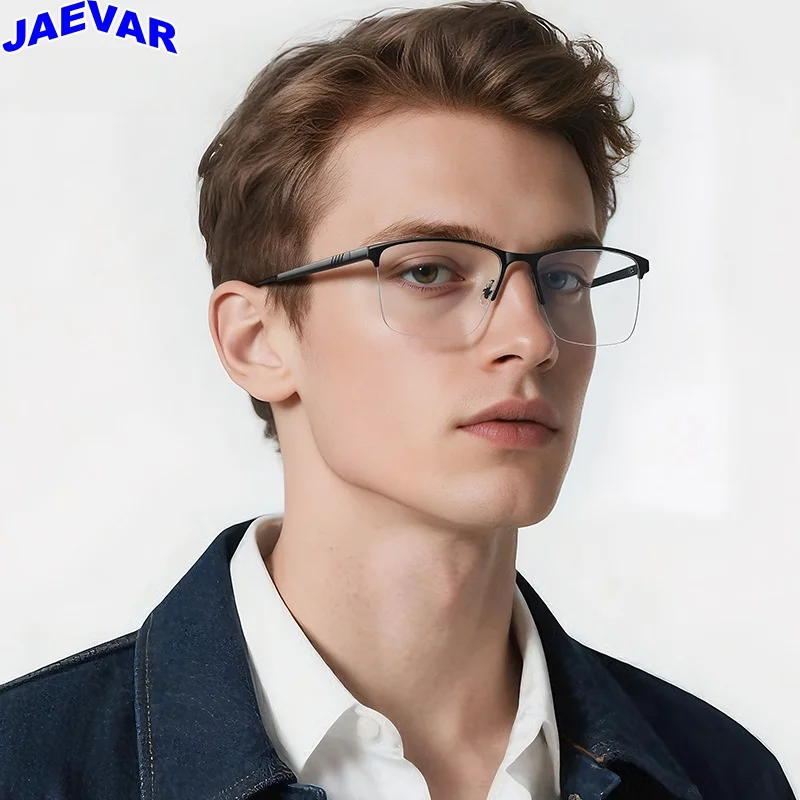 

New Metal Eyeglass Frame Business Half Frame Men's Eyeglass Frame Anti Blue Light Optical Prescription Frame Men's 91764