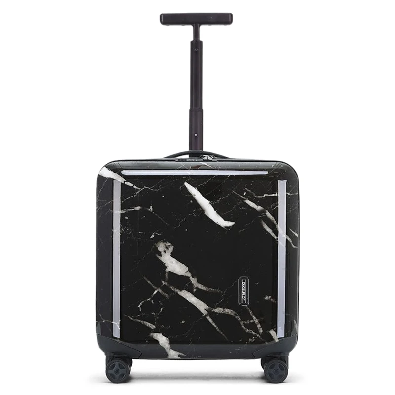 

18 Inch Carry On Luggage Lightweight Spinner Wheels Marble Pattern Trolley Suitcase Zipper Closure