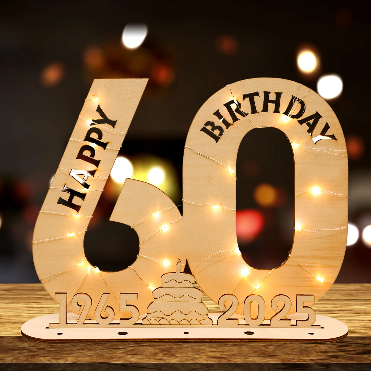 أرقام LED خشبية مع أضواء علامة مضيئة لتقوم بها بنفسك للحرف الفنية لتقوم بها بنفسك زينة حفلة عيد ميلاد لعمر 18 30 40 50 60 ديكور خشبي