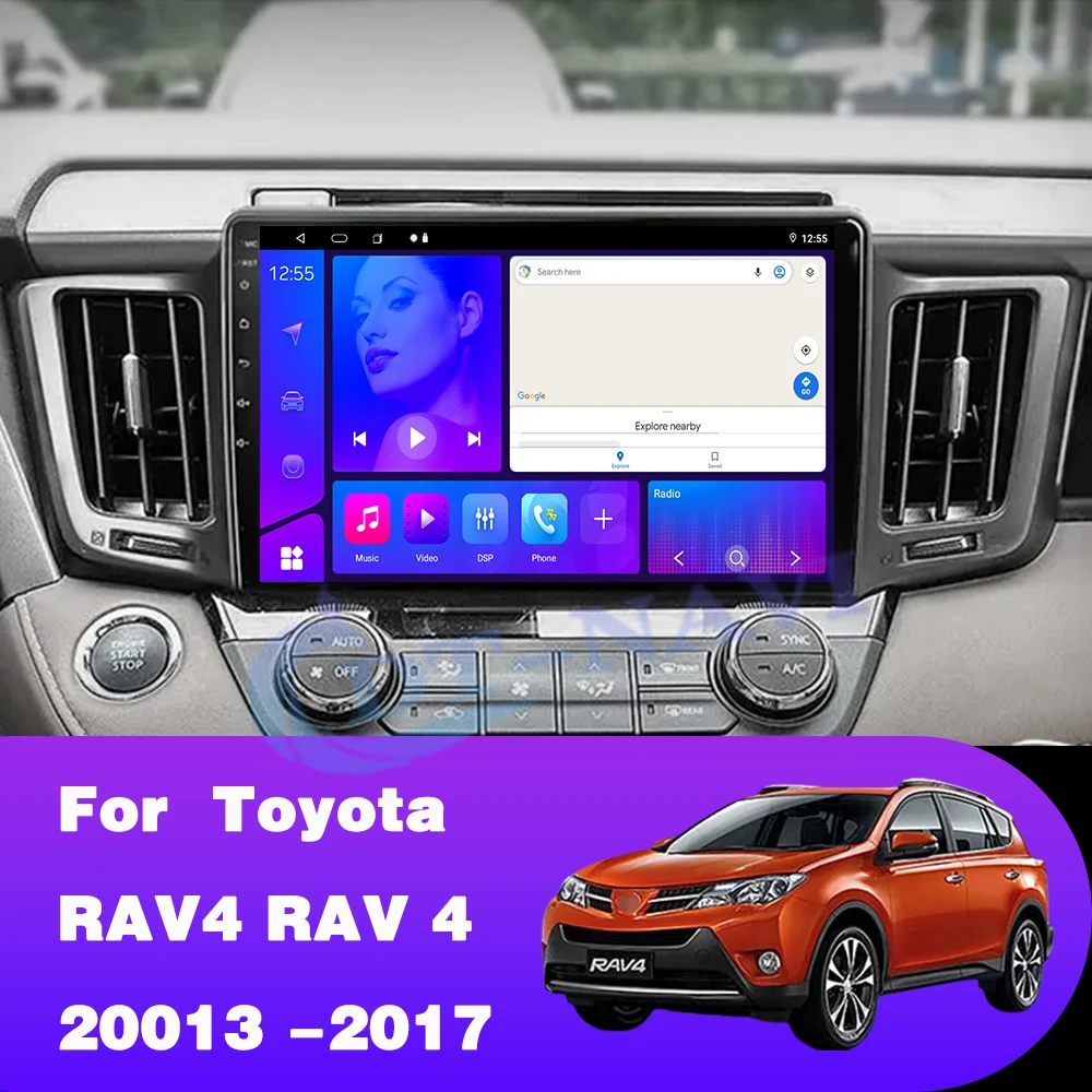 أندرويد 15 راديو السيارة لتويوتا RAV4 RAV 4 2013 2014 2015 - 2017 أندرويد السيارات مشغل وسائط متعددة 4G Carplay 2din نظام تحديد المواقع راديو ستيريو