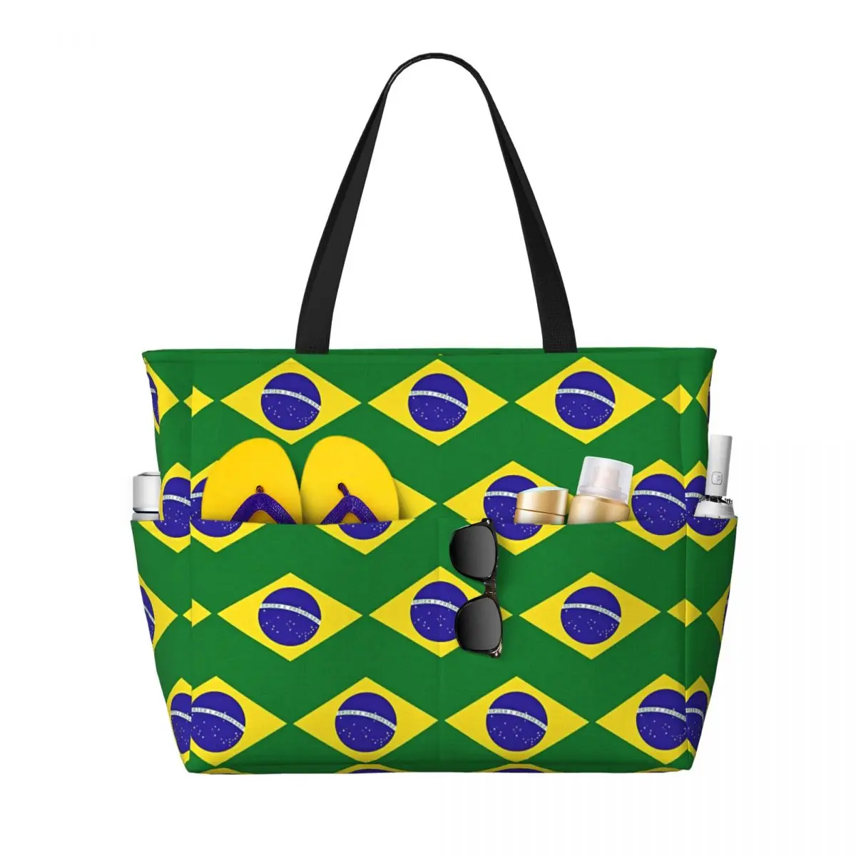 Brazilian Flag Brazil Beach Tote Bag Sport Gym Yoga Duffle Large Tote Bag Women Travel Bag Fitness bag