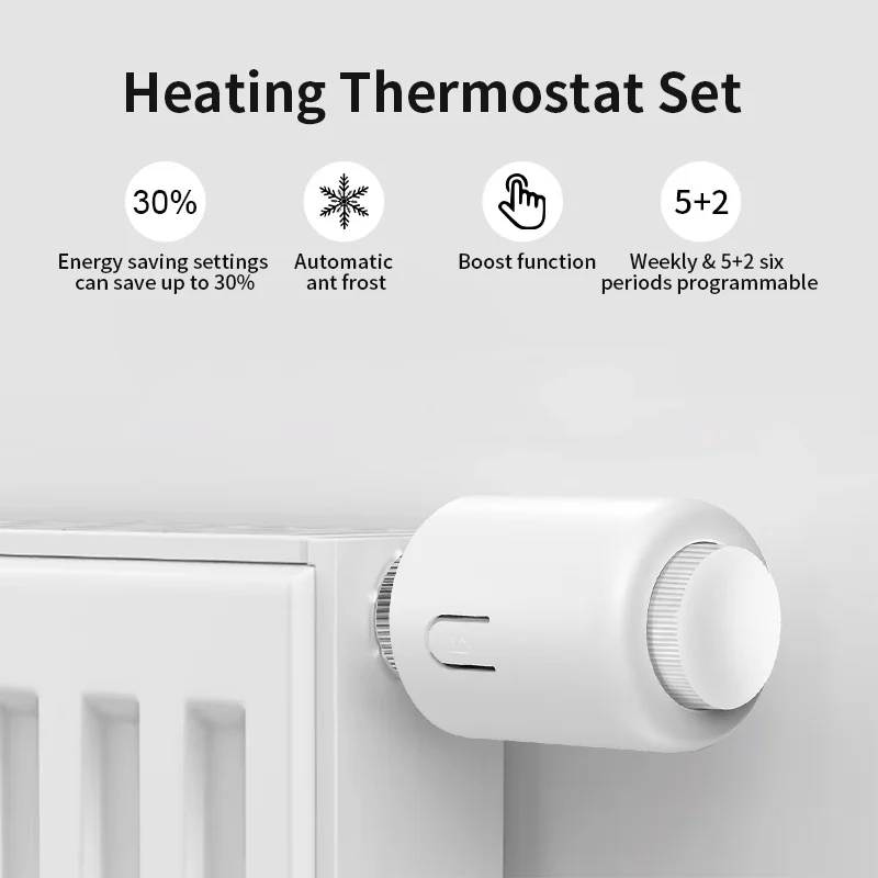 Tuya WiFi Smart  TRV Radiator Thermostatic Actuator Valve Programmable Temperature Controller Voice Alexa Google Home