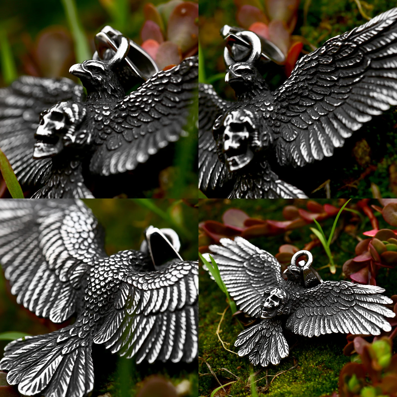 Beier Wholesale Stainless Steel Emboss Eagle Pendant predator necklace For Man Punk good detail Animal Jewelry BP8-752