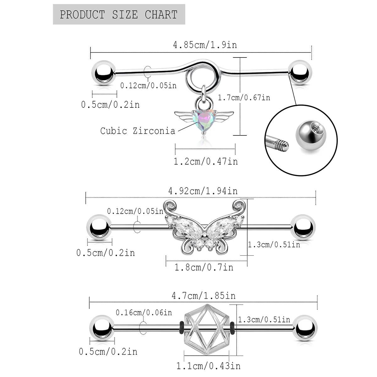 1 Pcs Stainless Steel Bow Butterfly Pendant Female Punk Industrial Barbell Cartilage Earring Tragus Long Spiral Piercing Jewelry