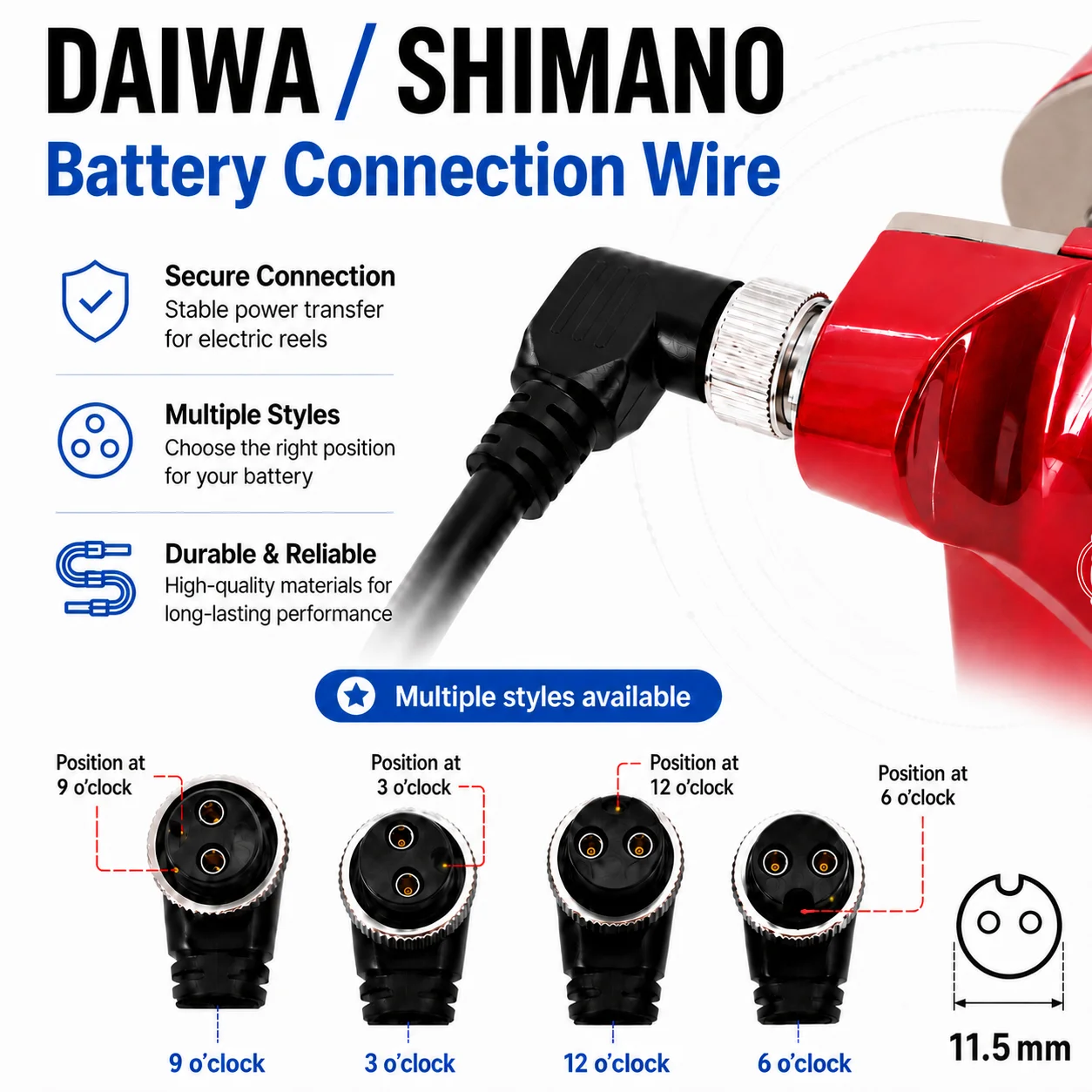 45CM Electric Fishing Reels Battery Power Cable Electric Fishing Reel Connecting Line Battery Air Cord For Daiwa Shimano