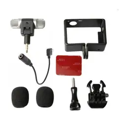 Profesional Mini Stereo Microphone + Standard Frame Case for Gopro Hero 4 3+ 3 USB to 3.5mm Mic Adapter Cable Cord Accessories