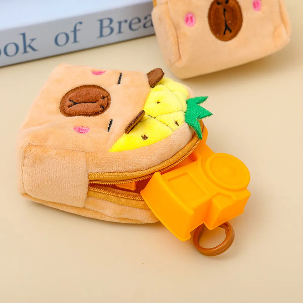 Cute Capybara Plush Wallet Cartoon Animal Coin Purse Portable Money Changer Pouch Earphone Storage Bag Birthday Gifts