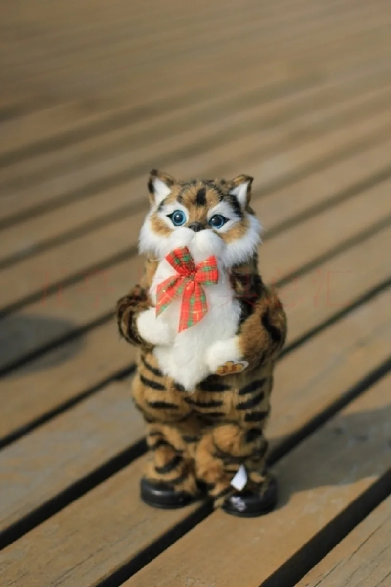 cute simulation brown cat Electric cat singing and dancing cat doll gift about 30cm