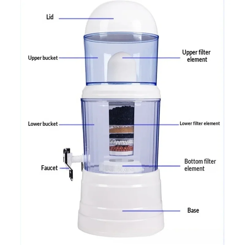 All In One Gravity Water Purifier Bucket Water Dispenser For Home Use Direct Drink Filter System Removes Impurities Healthy Clea