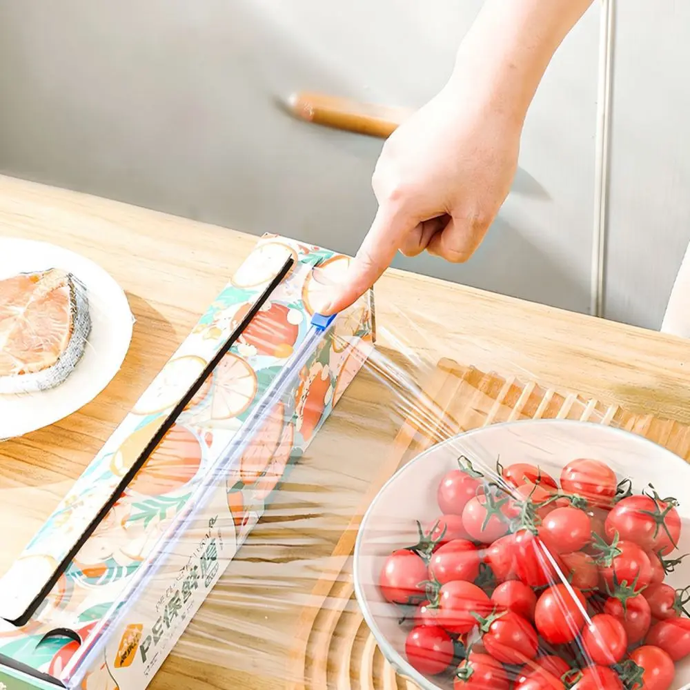 Wall Mounted Plastic Wrap Dispenser Kitchen Cutting Tool For Fresh Keeping Food Film Box Organizer Home Storage Accessories