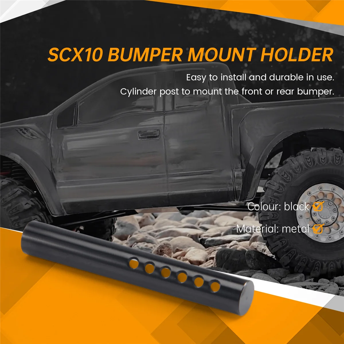 SMIEA 2PCS Metal Bumper Mount Holder Cylinder Post for 1/10 RC Crawler Car Axial SCX10 & SCX10 II 90046 90047