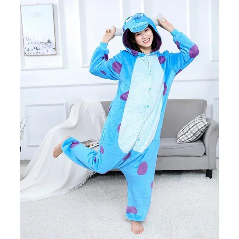 Sully Mike Onesies Dla Dziecka Do Dorosłych Zestawy Rodzinne Flanelowa Ciepła Piżama Zwierzęcy Potwór Kigurumis Strój Halloween Kobiety Mężczyźni Chłopiec Dziewczyna