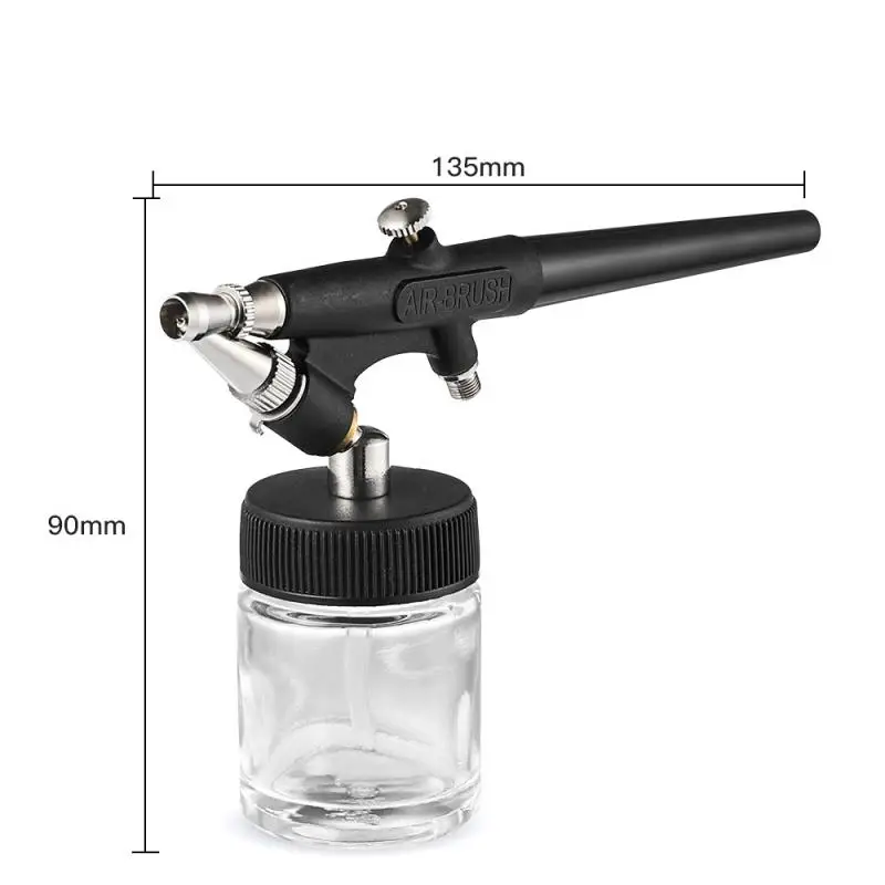 138Type Airbrush Kit Mini Single Action Air Brush Set Siphon Feed 0.8mm Paint Spray Gun w/ Hose 22cc Fluid Cups for Makeup Hobby