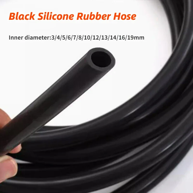1- 5Meters Industrial Grade High Temp Resistant Black Silicone Rubber Hose ID 3/4/5/6/7/8/10/12/13/14/16/19mm Silicone Tube