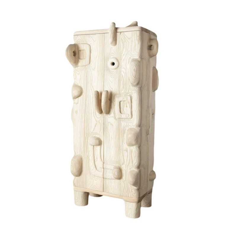 Italian light luxury solid wood wine cabinet living room designer three-dimensional modeling creative locker