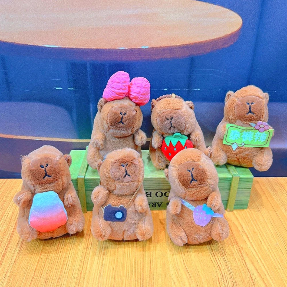 Cute Toy Plush Capybara Keychain Stuffed Animals Guinea Pig Simulation Capybara Pendant Soft Cartoon Capybara Car Key Ring