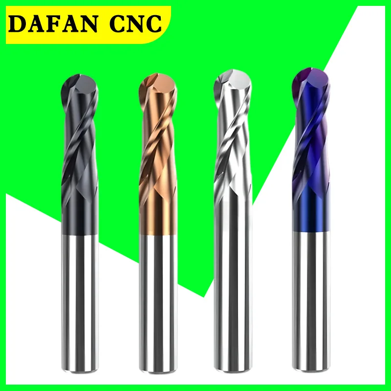 قاطع مطحنة نهاية كربيد الأنف الكروي R0.5-R10، صلابة HRC50-65، ساق 1-20 مم، للصلب/الألومنيوم، 50 لتر/75 لتر/100 لتر/150 لتر، دقة عالية #1