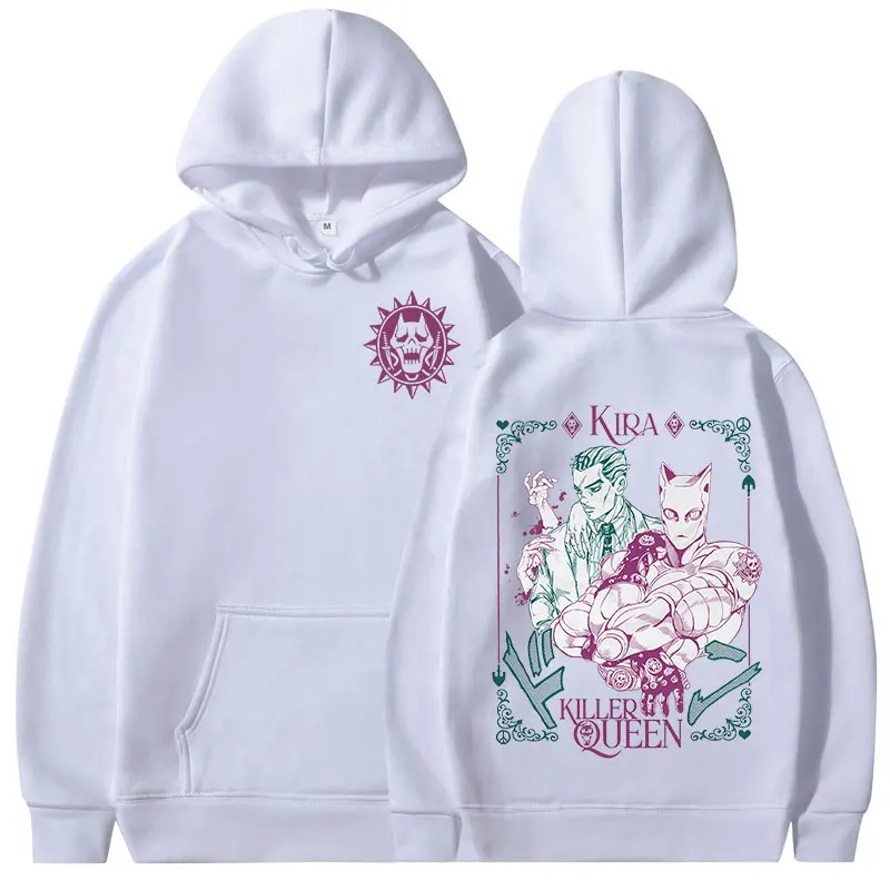 애니메이션 조조 기묘한 모험 후드 티 키라 요시카게 킬러 퀸 스웨터 남성 여성 의류 패션 캐주얼 컴포트 풀오버