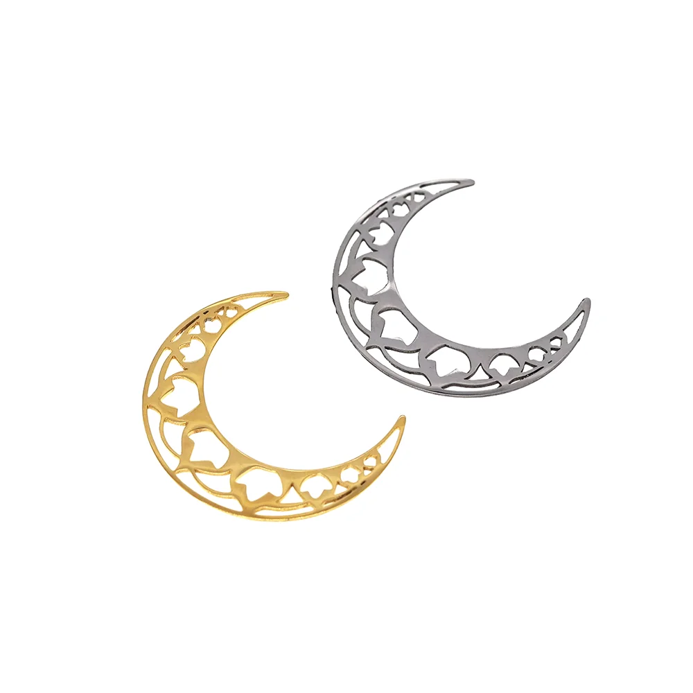 5PCS DIY Stainless Steel Mandala Crescent Moon Necklace For Women Bohemia Charm Pendant Necklace Gift