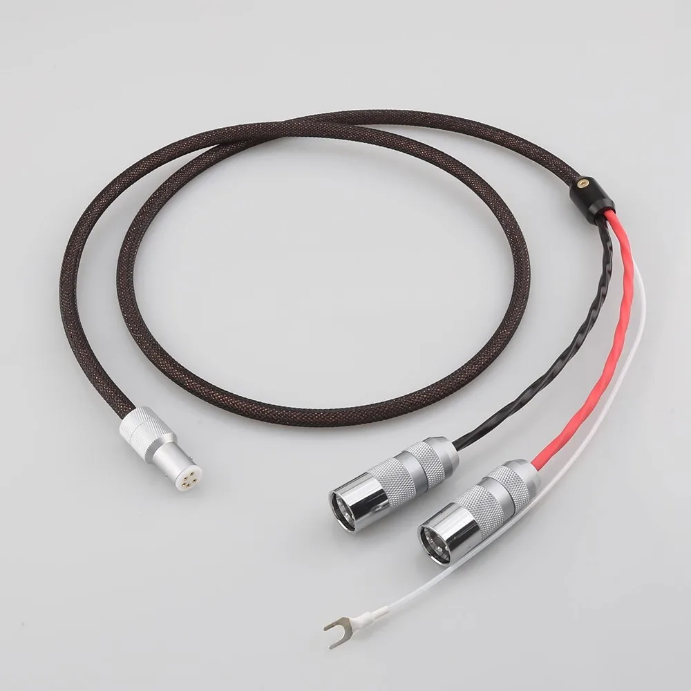 Pure Silver 5Pin DIN To XLR Male 3Pin Balanced LP vinyl Record Player Audio turntable Tone Arm Signal Line Tonearm Phono Cable