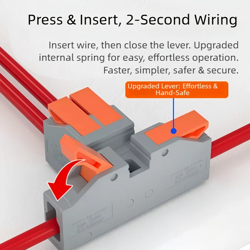 T-Type Quick Wire Connector 4/6mm²,Thickened Pure Copper, Fast Splice, Secure Clamping for Electrical & Automotive Wiring