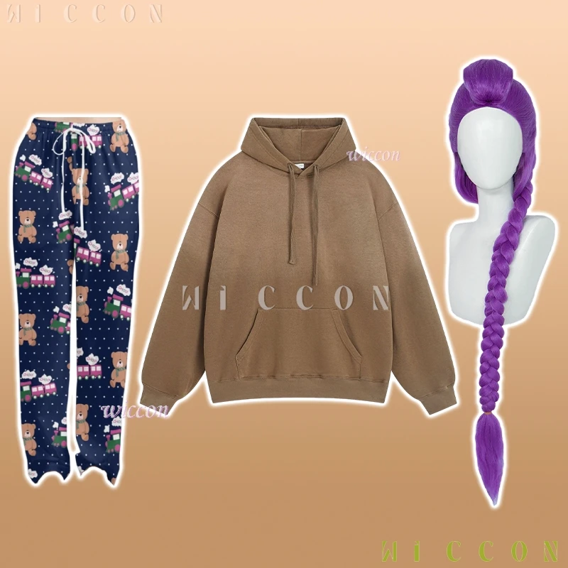 

Halloween Costumes Kpop demonHuntrix Rumi Cosplay Anime Costume Kawaii Little Bear Pajamas Loose Brown Adult Women disfraz 2149