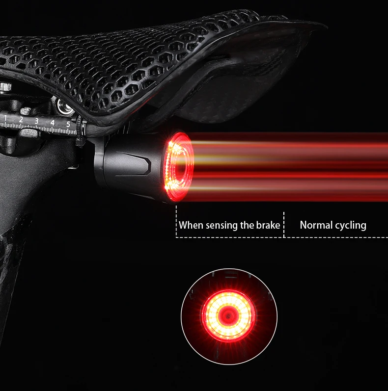 

ESLNF Smart Bike Tail Light Brake Waterproof USB Rechargeable LED Warning Cycling Bicycle Sensing Rear Lights