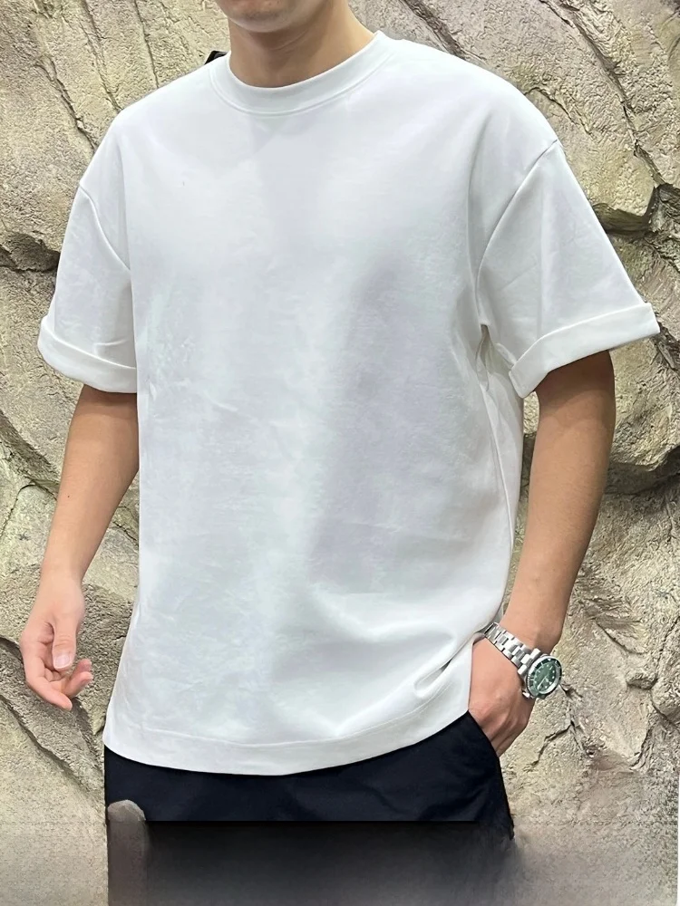 

Ultra Soft Lightweight 330g Short Sleeve T-Shirt Men's Summer Cleanfit Cuffed Loose Base Shirt Breathable Casual round Neck