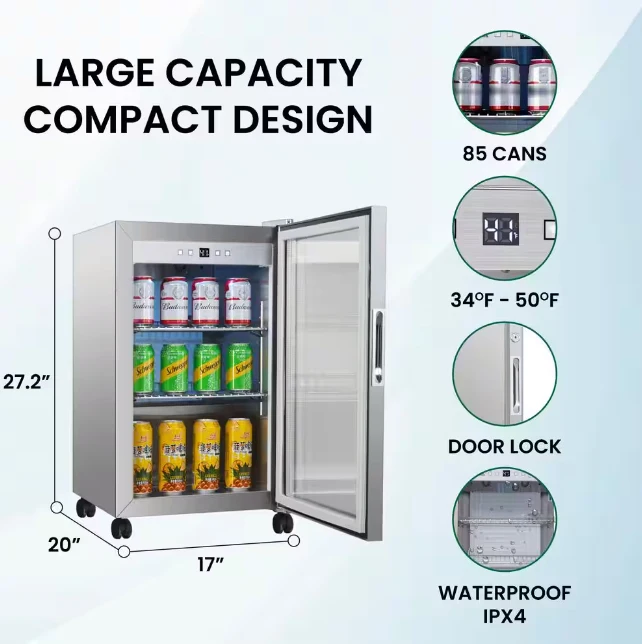 Electric Wine Cooler Outdoor Refrigerator For Drinks/Wine/Tea Waterproof 63L Capacity Lockable Lid view 6