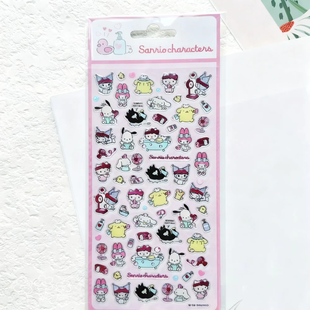 Genuíno sanrio olá kitty adesivo kuromi cinnamoroll melodia pochacco brinquedo dos desenhos animados decalques para scrapbook guitarra bicicleta meninas presente
