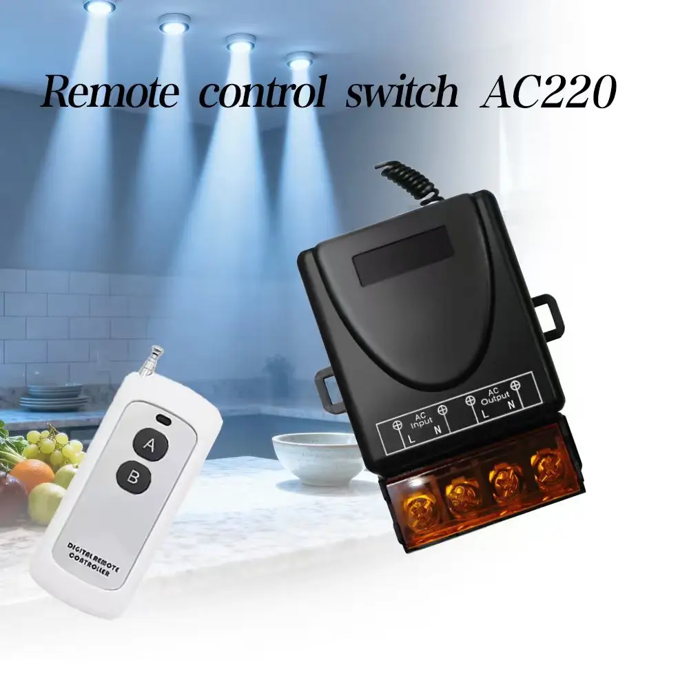 433Mhz Remote Control Switch AC220V 10A Hign Power Remote Control CH Receiver Controller and 2botton RF 433 Mhz Transmitter