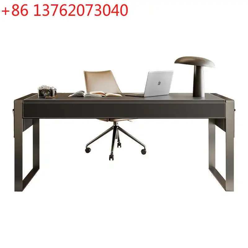Solid Wood Desk Home Saddle Leather Desk Designer Simple Modern Light Luxury Computer Desk