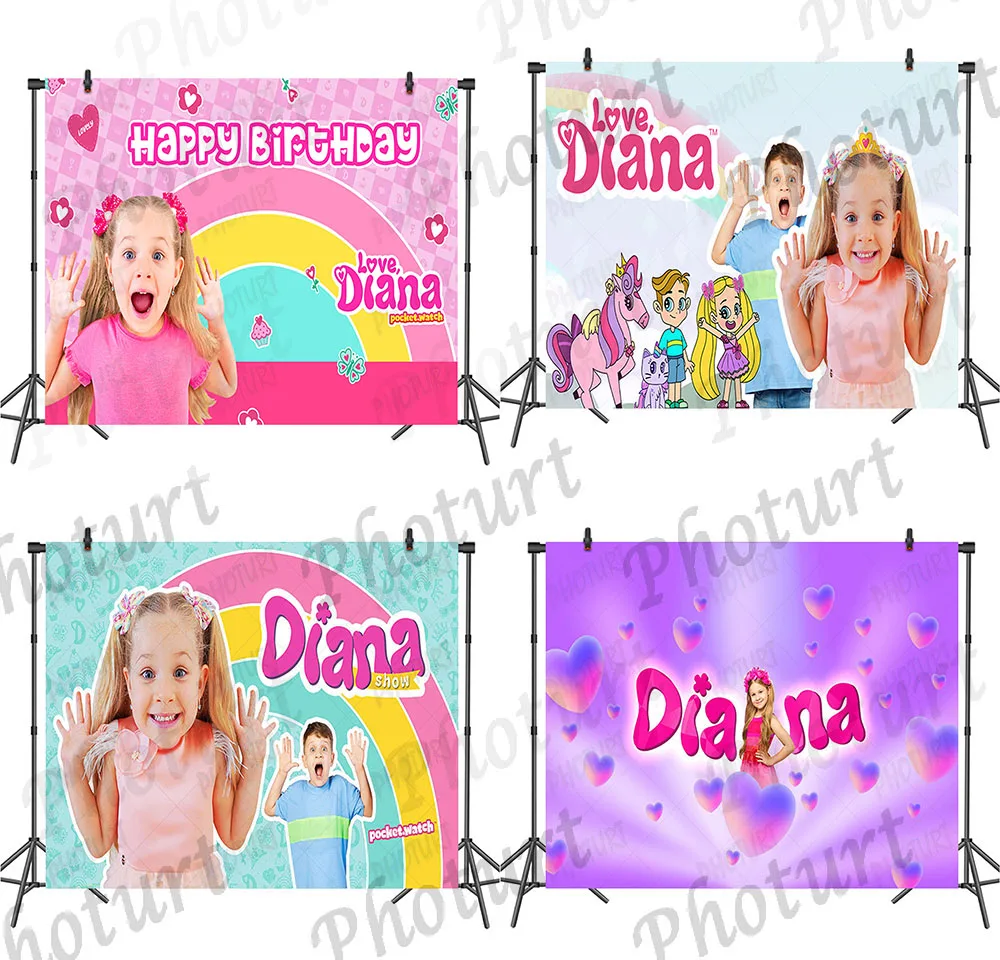 Cute Baby Girl Love Diana Backdrop Kids Birthday Party Baby Shower Background TV Show Vinyl Banner Photography Studios Props